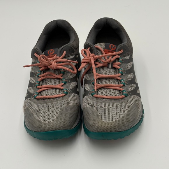 Merrell Shoes - Merrell Womens Antora 2 Trail Running Shoes 9 Gray Teal Coral Hiking